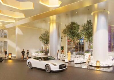 Luxusné lobby s moderným dizajnom a parkovaním v Siamiq, Thajsko.