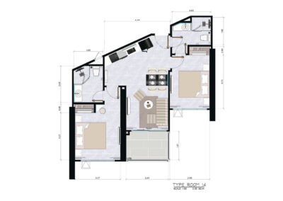 Moderné apartmánové bývanie v Thajsku, 2 spálne, obývačka, kuchyňa, kúpeľňa, balkón.