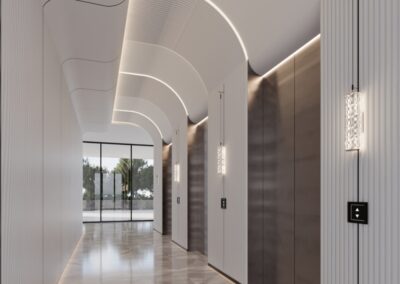 Elegant modern lift hala with stylish lighting and sleek design, SIAMIQ Thailand.