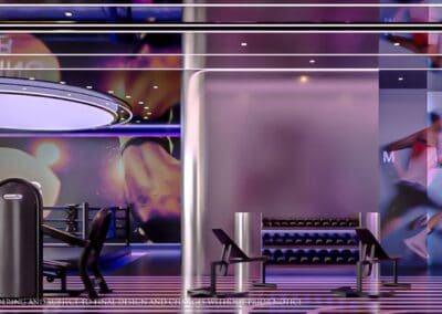 Moderné fitness centrum v apartmánoch Siamiq, Thajsko, wellness a športové vybavenie.