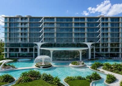 Modern hotel SIAMIQ s bazénom a panoramatickým výhľadom na Thajsko.