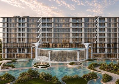 Luxusný hotel Siamiq s bazénom a modernou architektúrou v Thajsku.