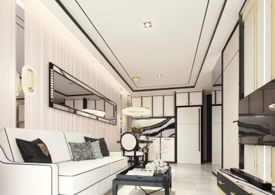 Luxusný interiér apartmánu Siamiq s moderným dizajnom a elegantnými detailmi.